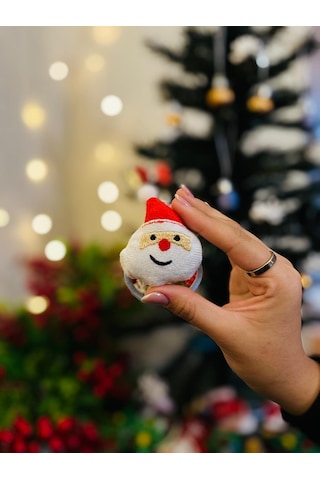 Yılbaşı Temalı Peluş Lastik Toka Seti Noel Baba, Geyik, Çam Ağacı Figürlü 5'li -213 Beyaz