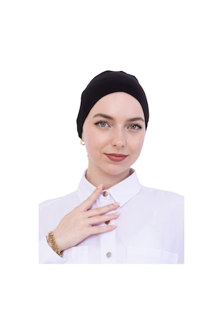 Modish Group Pratik Bone Pamuklu Tesettür İç Bone, Başörtüsü İçin Hazır Viskon Şapka, Namaz Günlük Kullanım İçin Siyah