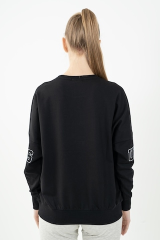 Maraton Sportswear Oversize Kadın Bisiklet Yaka Uzun Kol Basic Siyah Sweatshirt 22168-siyah Siyah