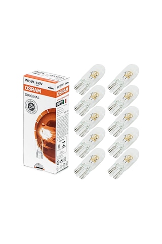 12v T10 W5w Dipsiz Park Gösterge Plaka Ampulü 10 Adet Osram 2825