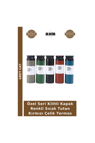 Özel Seri Kilitli Kapak Renkli Sıcak Tutan Kırmızı Çelik Termos Çok Renkli