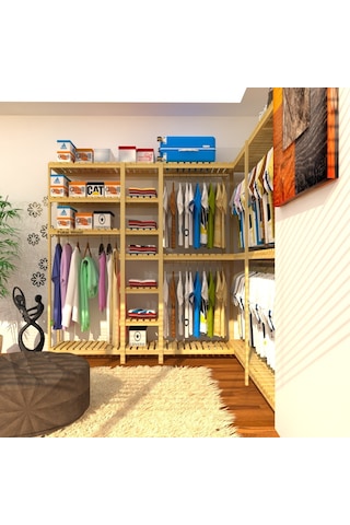 Cabide - L Açık Ahşap Gardırop