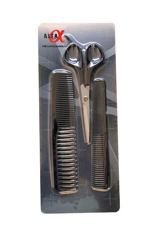 Alfa Set03 3lü Berber Seti Makas + 2 Adet Tarak