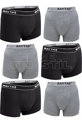 Baytaş Boxer Ekonomik 6Lı Paket 3 Adet Gri 3 Adet Siyah Gri - Siyah