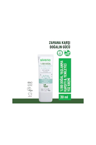Siveno Doğal Yüz Kremi Hyaluronik Asit Aydınlatıcı Yenileyici Canlandırıcı 30 ML