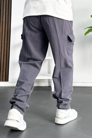 Edwox Erkek Baggy Kalıp Kargo Cepli Pantolon Füme Edw131