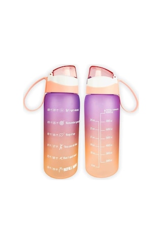 Digithome 1 L Çift Renk Ölçü Baskılı Motivasyon Sağlıklı Plastik Su Şişesi Yavruağzı 161646-162 C1-1-139