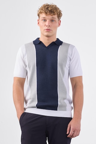 Dufy Lacivert Blok Desen Erkek Triko - Slim Fit Lacivert