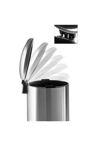 Primanova Çelik Çöp Kovası Bombe Kapak 40 Lt Inox M-e84-30-06 Gri