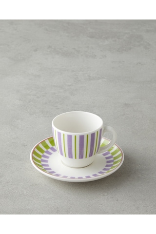 English Home Arian Bone Porselen 4 Parça 2 Kişilik Kahve Fincan Takımı 90 Ml Yeşil-mor Yeşil-mor