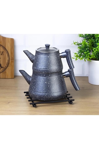 Siyah Nihale Çaydanlik Tencere Altılığı Çelik Demir Nihale Lampling Kare Metal Altlık Jüt Diğer