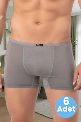 Uniquetrenders Erkek Pamuklu 6'lı Modal Boxer Gri