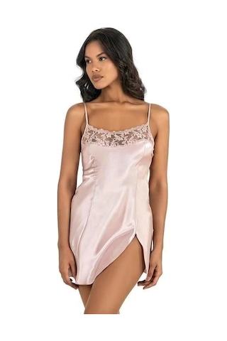 Moon Wear Pudra Kısa Saten Gecelik 8217 Pudra