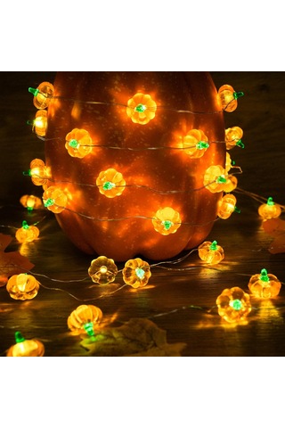 Pil İle Çalışan Balkabağı Işıkları, 16,4 Ft 50 Led Sonbahar Işıkları Dış Mekan Su Geçirmez, Turuncu Cadılar Bayramı Şükran Günü Işık Dizisi, İç Mekan Dekoru Çok Renkli