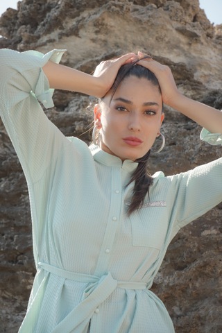 Charmwear Uzunkol Cepli Bluz Mint Yeşili