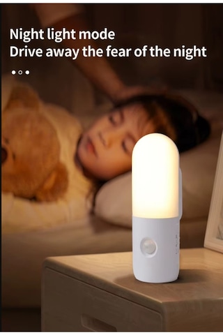 Hareket Sensörlü Led Gece Lambası Kablosuz Usb Şarjlı Merdiven Koridor Yatak Odası Bebek Odası Aplik Çok Renkli