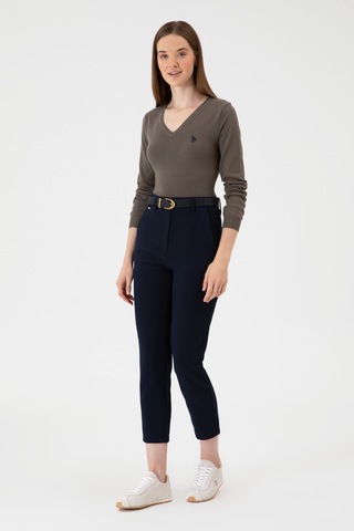 U.S. Polo Assn. Kadın Açık Lacivert Carrot High Waist Fit Kanvas Pantolon 50309273-VR059