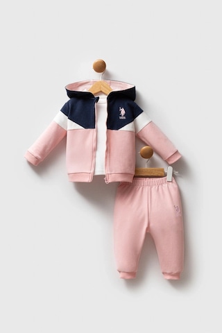 U.S. Polo Assn. Kız Bebek 3lü Takım - Açık Pembe Açık Pembe