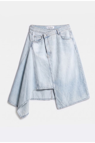 Kadın Ice 4s6-3 Midi Boy Asimetrik Kesim Tasarım Denim Etek Ice Rengi