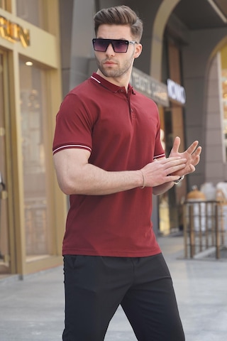 Madmext Bordo Polo Yaka Erkek Tişört 6113-bordo Bordo