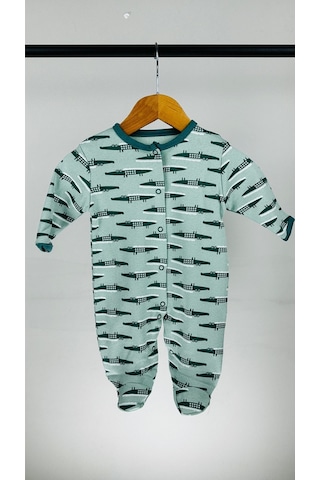 Hayvan Desenli Çıtçıtlı Pamuklu Bebek Tulum 001