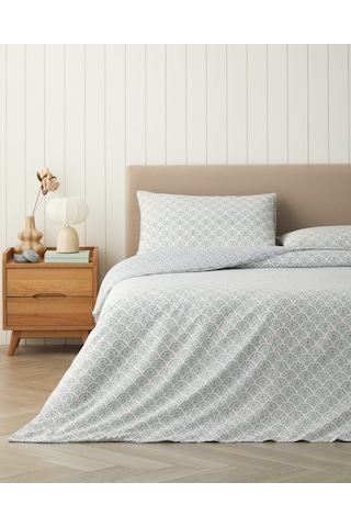 Ornament Petal Kolay Ütülenir Çift Kişilik Nevresim Seti 200x220 Cm Lila-yeşil