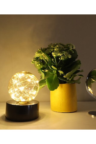 Siyah Ambiyans Led Masa Lambası Usb Şarjlı Siyah