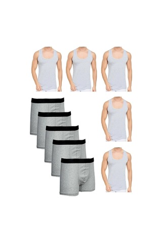 Tezzgelsin Erkek Dar Kalıp Atlet Ve Boxer Set 5 Boxer 5 Atlet Gri-gri