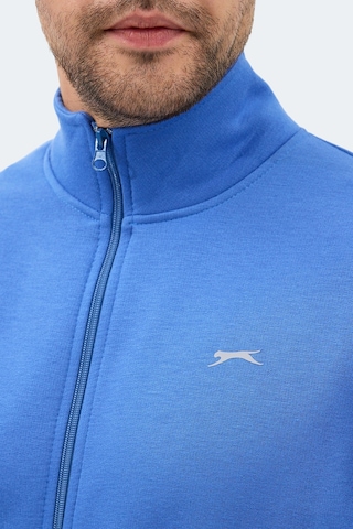 Slazenger Mendoza I Erkek Fermuarlı Dik Yaka Cepli Indigo Sweatshırt Indigo