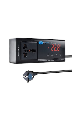 Vkemall Ac-112 Suya Dayanıklı Dijital Sıcaklık Kontrol Cihazı - Renkli Lcd Ekranlı Akvaryum Isıtma/soğutma Termostati Eu 220v