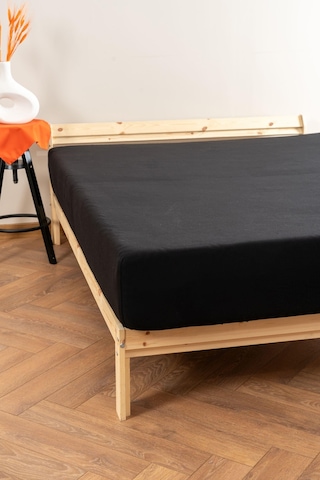 Soley Jersey Premium %100 Pamuk Çift Kişilik Lastikli Çarşaf Siyah