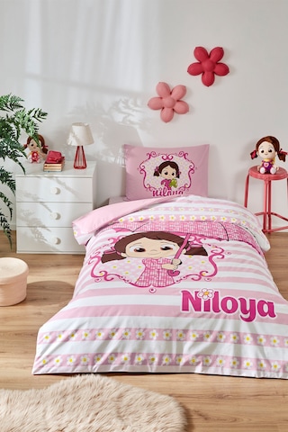 Özdilek Niloya Yağmur Tek Kişilik Lisanslı Lastikli Çarşaf Çocuk Nevresim Takımı Pembe
