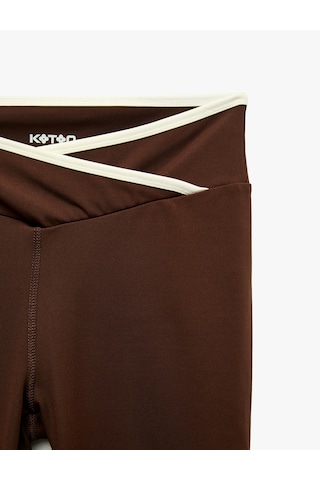 Koton Yüksek Bel Kemer Detaylı Slim Fit Spor Tayt Kahverengi 6sak40461nk Kahve