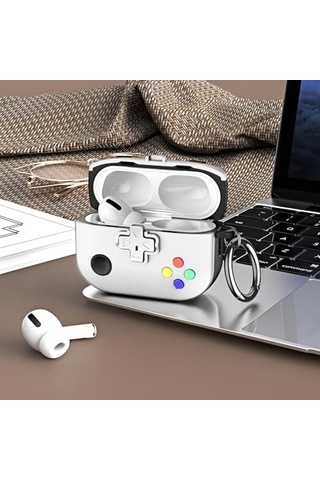 Airpods 3 İle Uyumlu Gaming Serisi Hybrid Tasarım Kılıf - İç Kısmı Tpu - Dış Kısmı Polikarbonat - Kenarları Fiber Karbon Kaplama Premium Tasarım Ve Mükemmel Koruma Beyaz, Airpods 3 2021