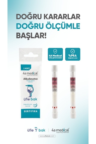 ÜFLE BAK 4a Medical Tek Kullanımlık Alkolmetre 5'li Paket 10'lu - Alkol testi - Promil Ölçer - Promil Testi -