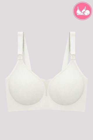 Cottonill Seamless Bra - Nuvia Krem Lazer Kesim Klipsli Önden Açılabilir Rib Dokulu Dikişsiz Emzirme Sütyeni
