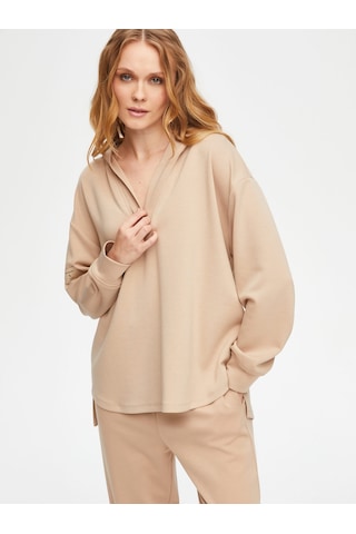 Kapüşonlu Modallı Sweatshirt 69508 U6950872 Taş