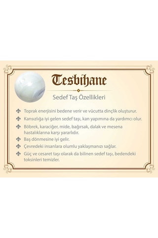 925 Ayar Gümüş Püsküllü Küre Kesim Sedef Doğaltaş Tesbih