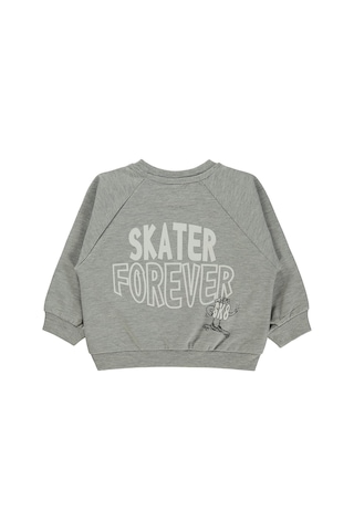 Civil Baby Skater Forever Baskılı 6-18 Ay Sweatshirt - Gri Grimelanj