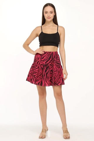 Şifon Krep Kumaş Şort Etek-429-fuşya Fuşya