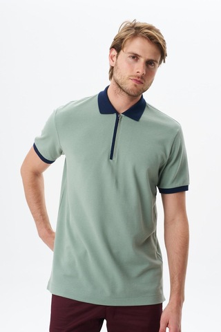 AR-MA Arma Erkek Regular Fit Basic % 100 Pamuk Pike Fermuarlı Polo Yaka Tişört Y29374354302 Yeşil