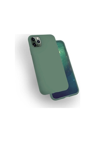 Apple Uyumlu iPhone 11 Pro Kılıf Zore Silk Silikon Koyu Yeşil