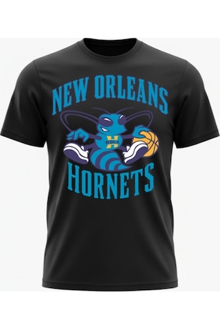 Urbantrendstore Unisex New Orleans Hornets Oversize Fit Rahat Geniş Salaş T-shirt Günlük Tişört Siyah