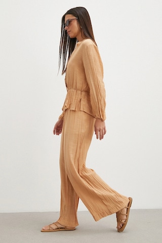 Uterpe Crinkle Wide Leg Pantolon Hardal