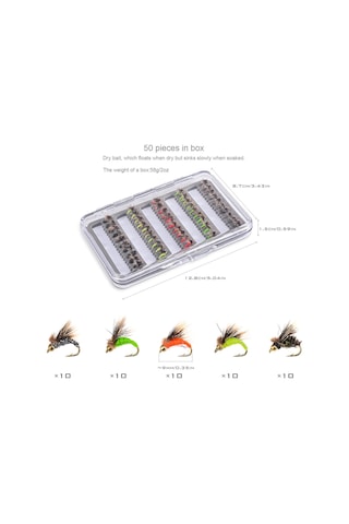 Leo 28254 50 Adet Sinek Balıkçılık Lures Kiti Yapay Yem Bas Alabalık Somon