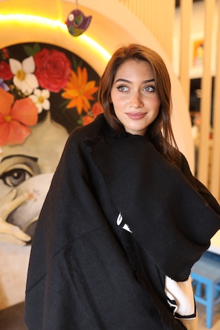 Yumuşak Dokulu Kalın Düz Atkı Omuz Şalı 70x180 CM 1206 Siyah