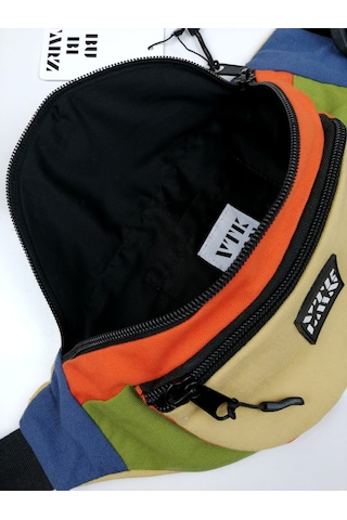 Vatkalimon Unisex Renkli Krem Omuz ve Bel Çantası