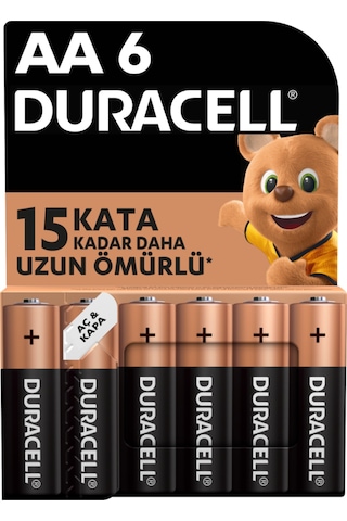 Duracell Alkalin Aa Kalem Pil 1,5 V Lr6 / Mn1500 6'lı Paket