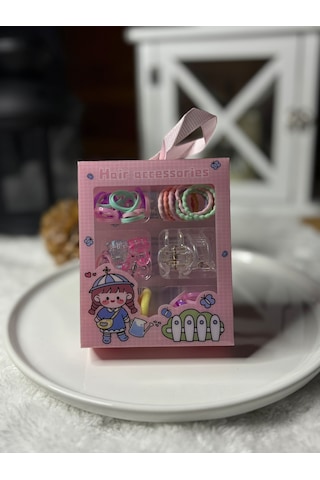 Kız Çocuk Kutulu Toka Seti Pembe