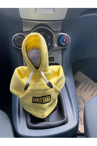Vites Poları - Her Araca Uyumlu Vites Süsü Vites Araç Aksesuarı Sarı Renk Fake Taxi Logolu